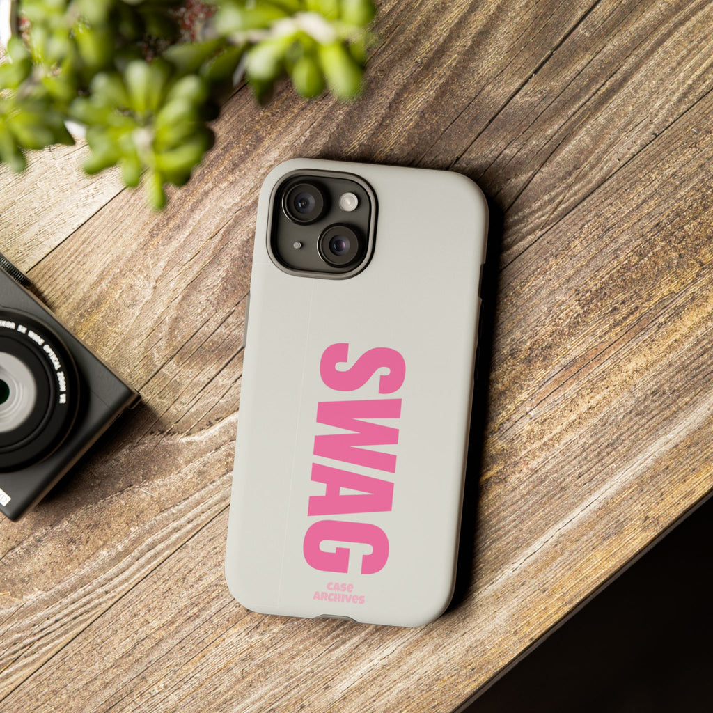 SWAG Phone Case — Bold Pink Vertical Text Tough Case