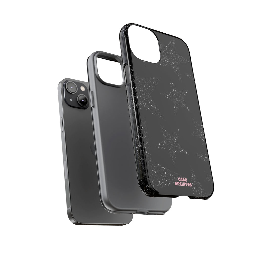 Glitter Star Tough Case — Black Sparkle Phone Protection