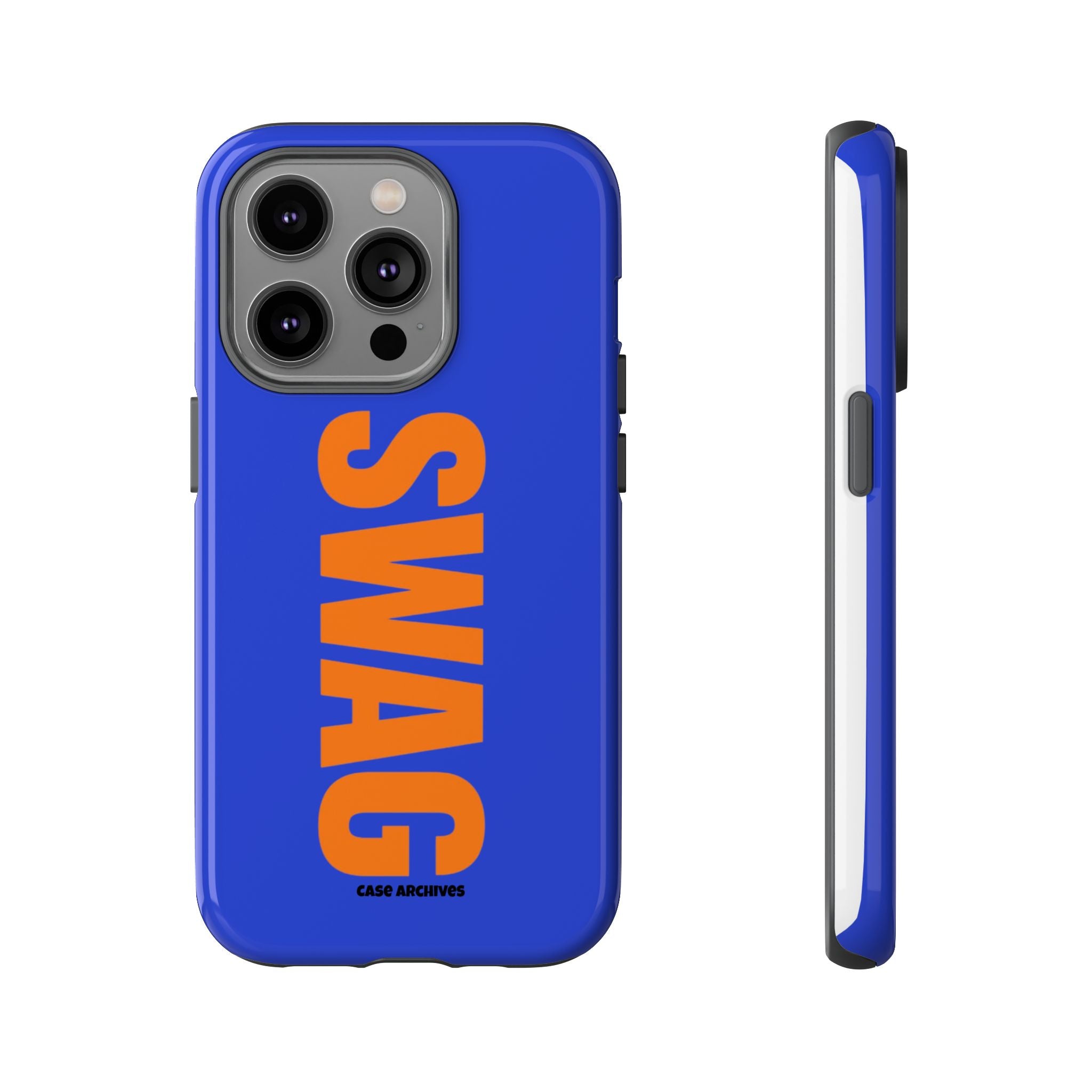 SWAG phone case | Tough Cases blue orange typography