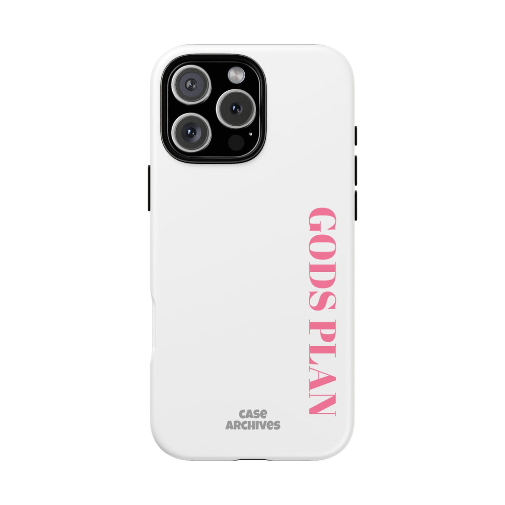 Phone Case — GODS PLAN Vertical Pink Text Religious iPhone Cover