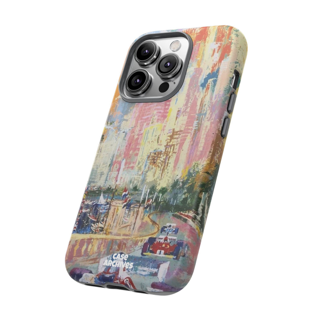 Racing Cityscape Phone Case — Vintage Grand Prix Art Protective Cover