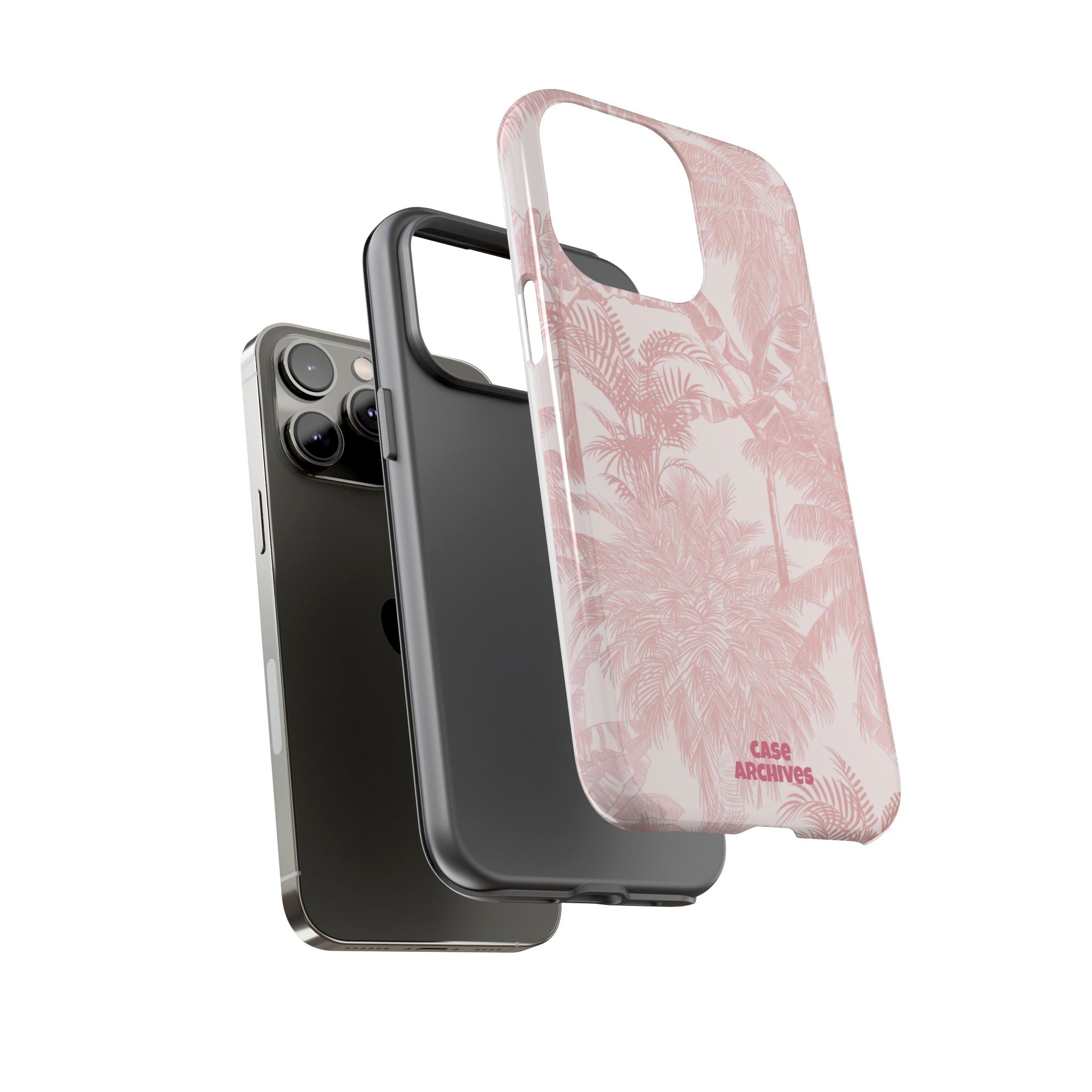 Pink Tropical Palm Tough Phone Case — Protective Floral iPhone Cover