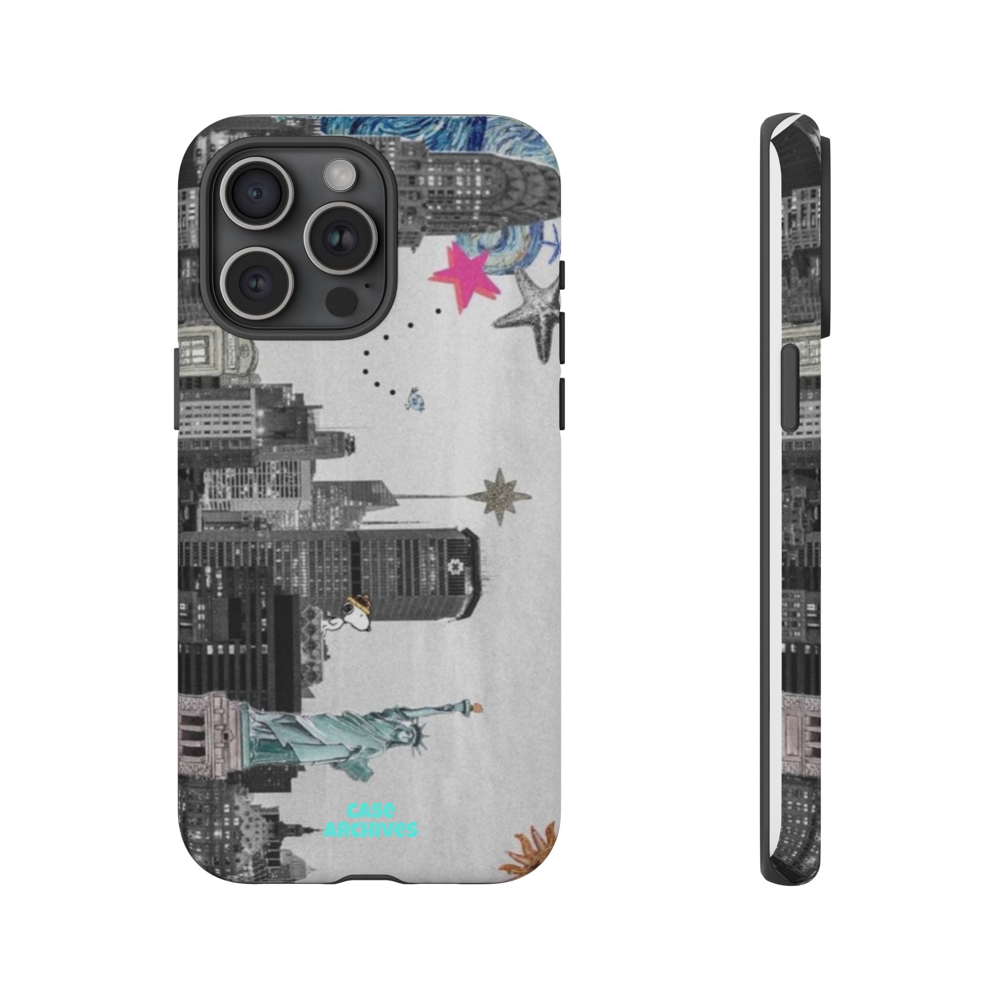 City Skyline Tough Phone Case – Statue of Liberty Urban Art Protective Cover