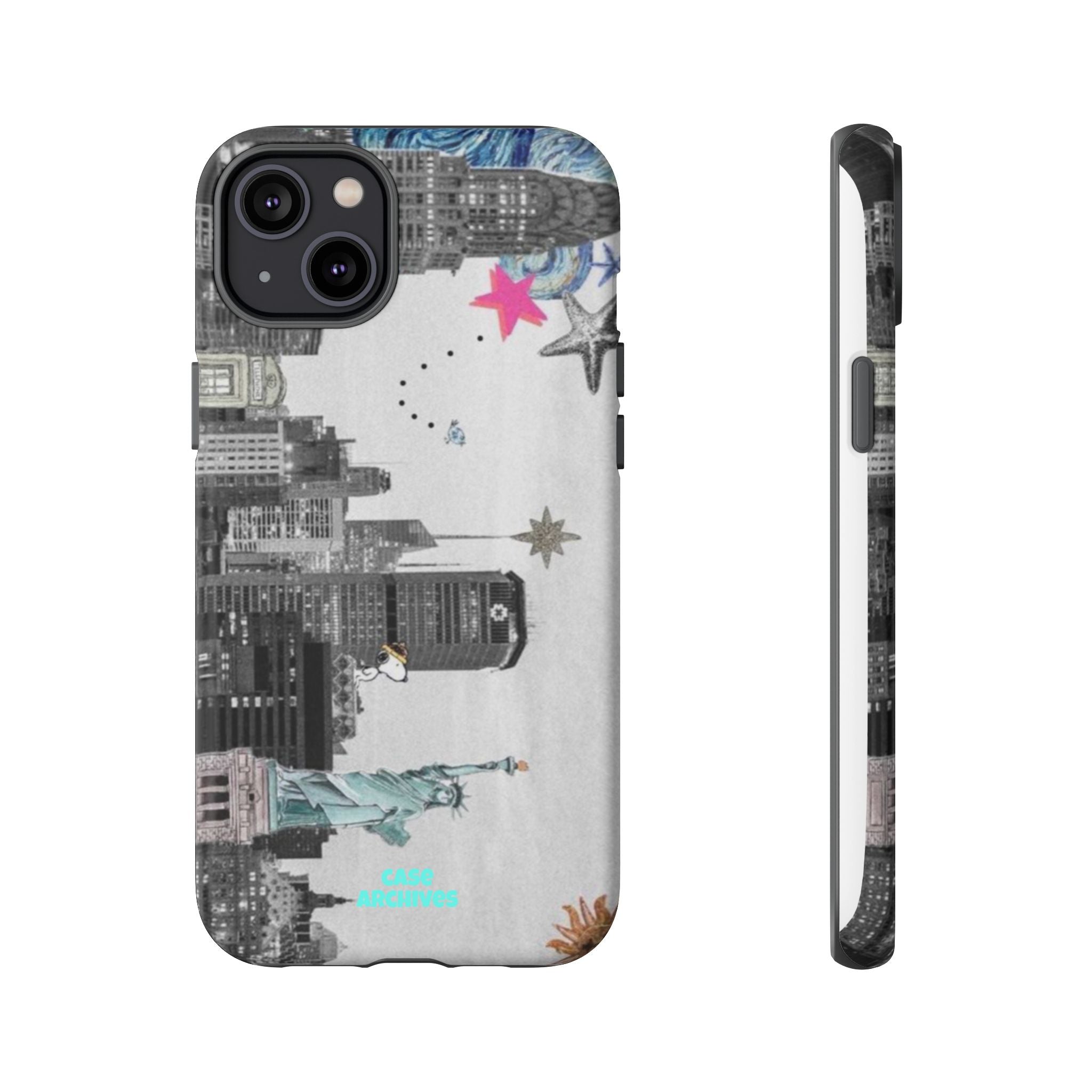City Skyline Tough Phone Case – Statue of Liberty Urban Art Protective Cover