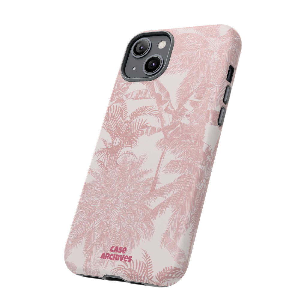 Pink Tropical Palm Tough Phone Case — Protective Floral iPhone Cover
