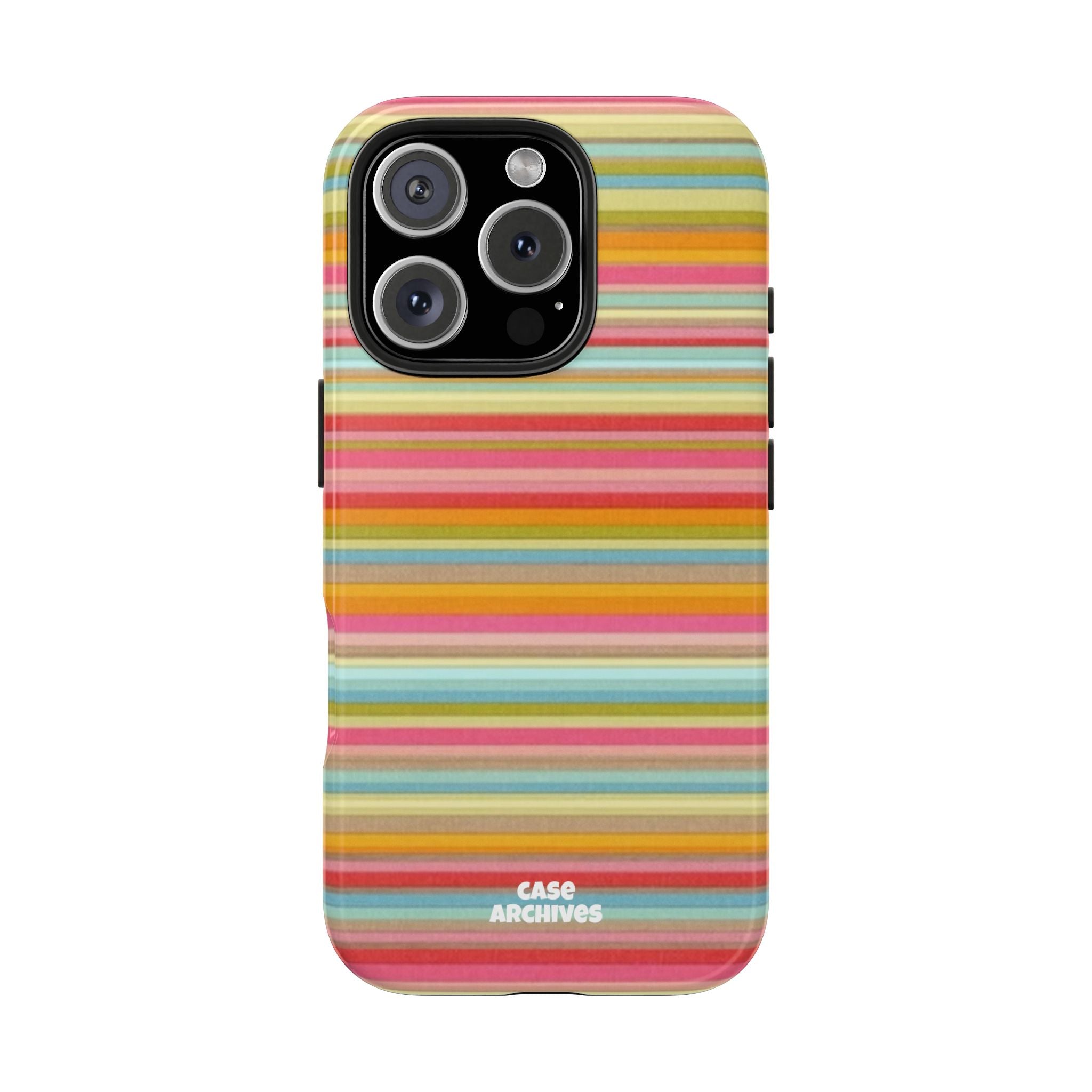 Tough Phone Case — Colorful Retro Striped Protective Cover