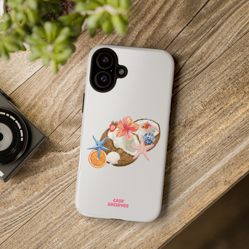 Beach Shells Tough Phone Case — Tropical Starfish & Hibiscus Design