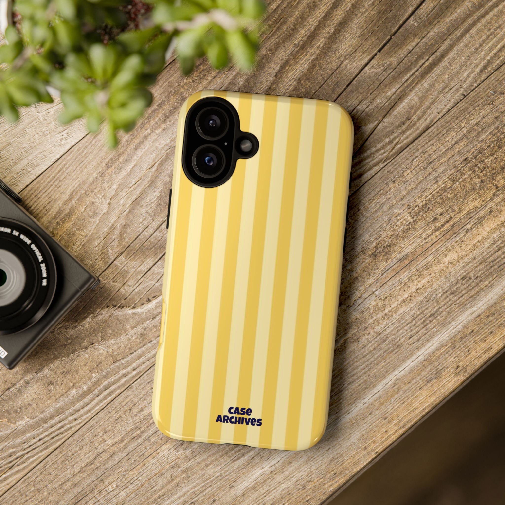 Yellow Striped Tough Phone Case – Durable Protective Cover (Case Archives)
