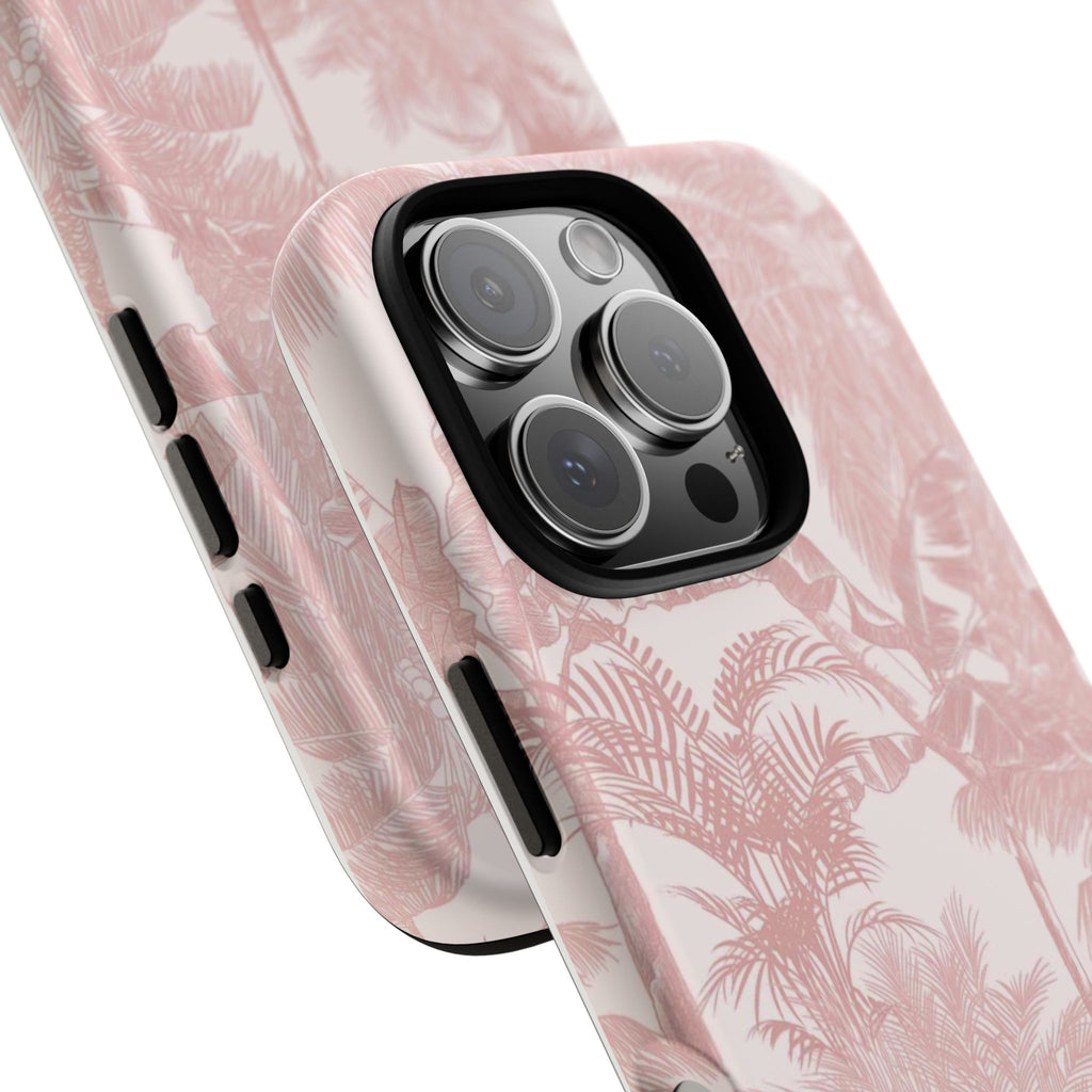 Pink Tropical Palm Tough Phone Case — Protective Floral iPhone Cover