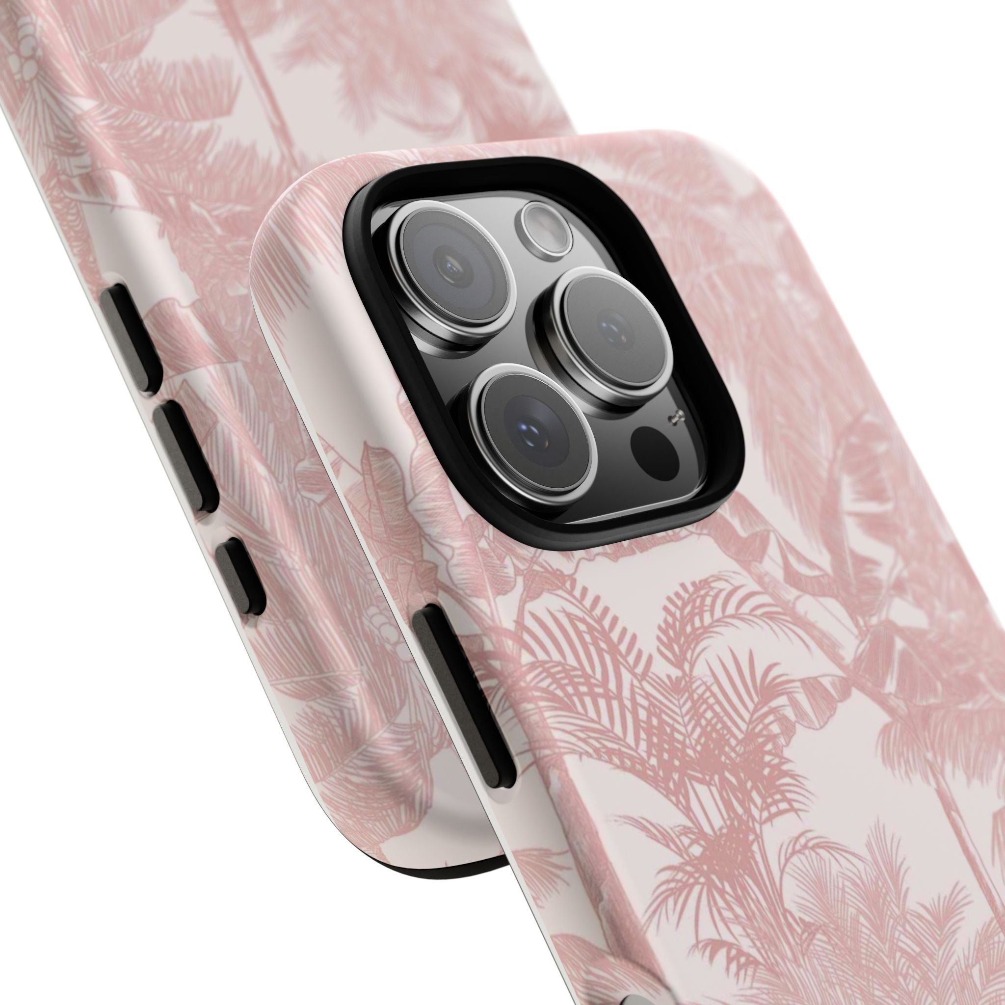 Pink Tropical Palm Tough Phone Case — Protective Floral iPhone Cover