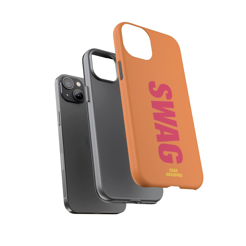 SWAG vertical text Tough Case | orange phone case, bold typography