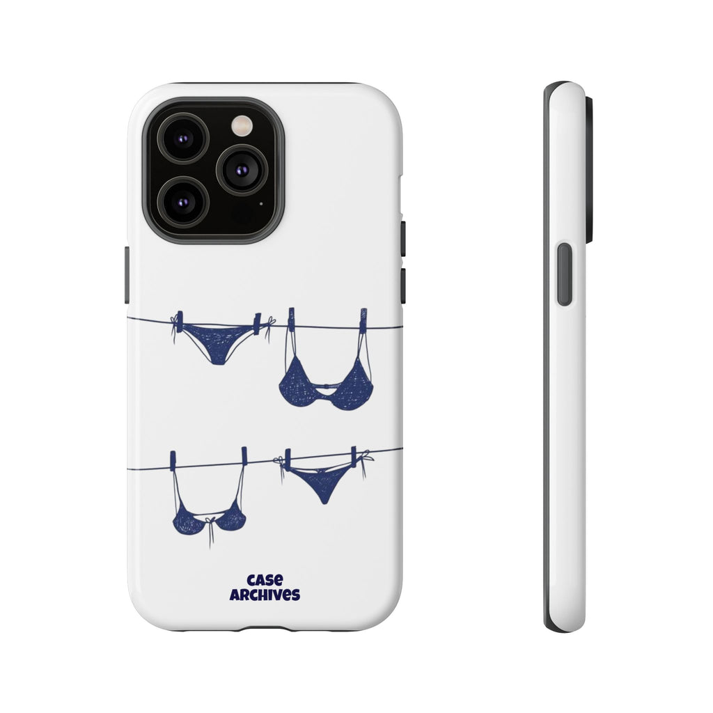 Phone Case — Blue swimsuit Clothesline Illustration Protective Cover