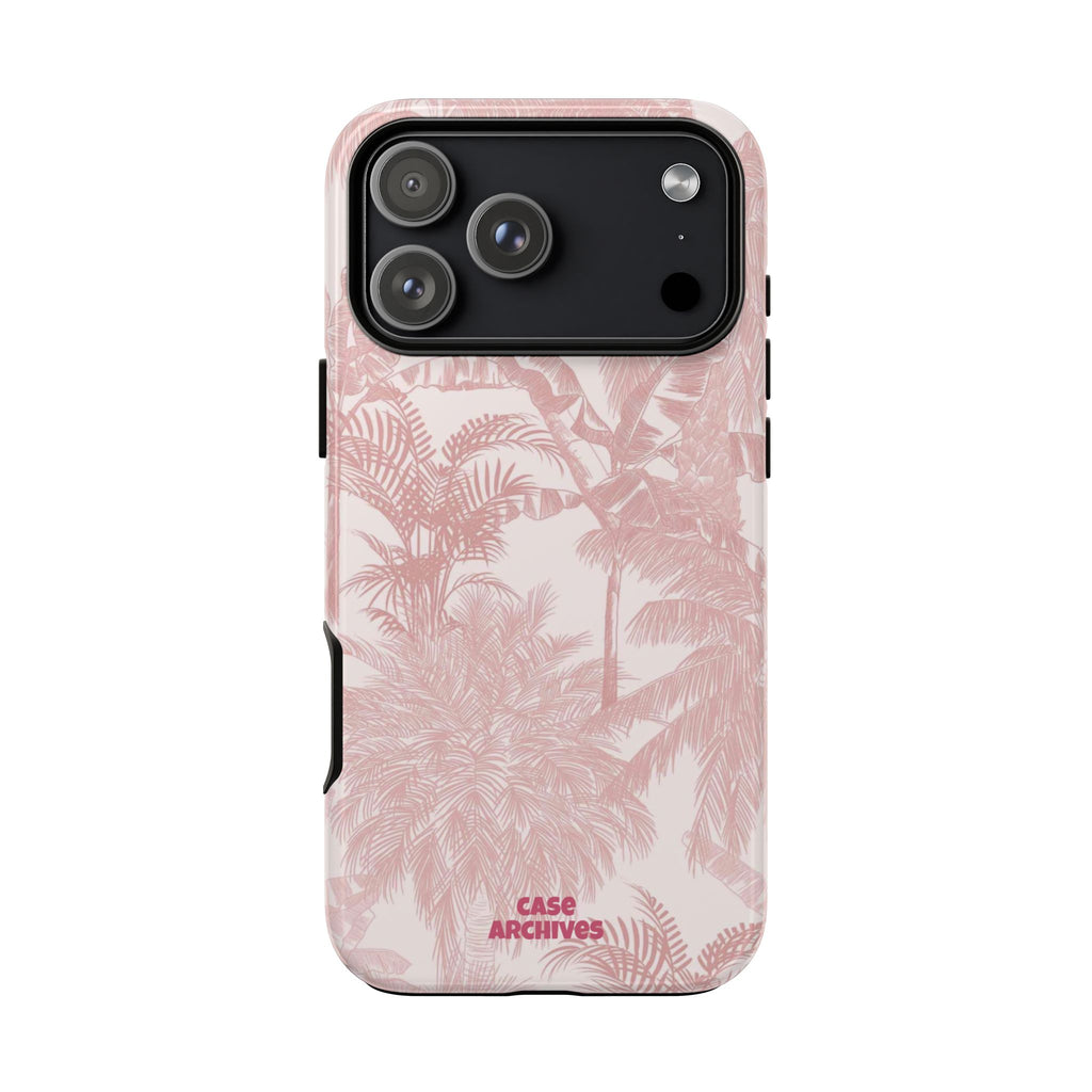 Pink Tropical Palm Tough Phone Case — Protective Floral iPhone Cover