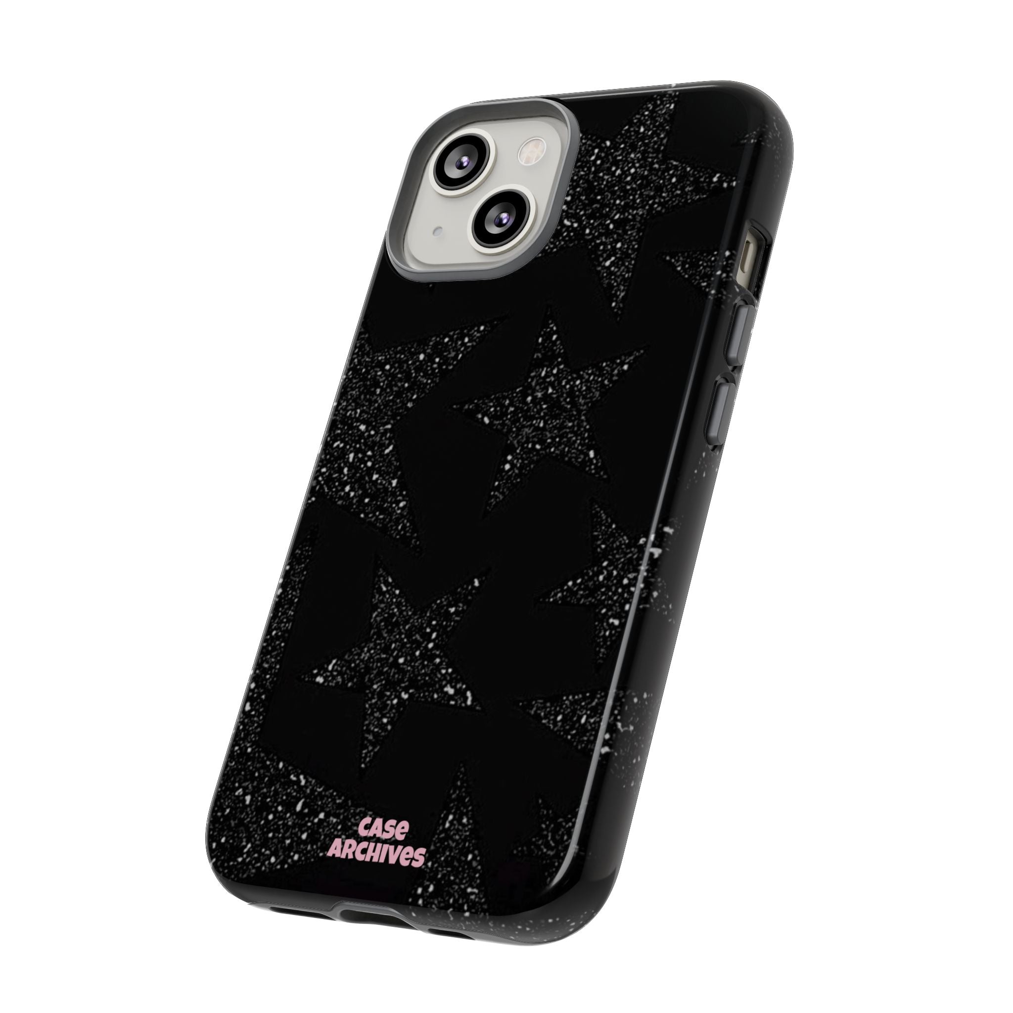 Glitter Star Tough Case — Black Sparkle Phone Protection