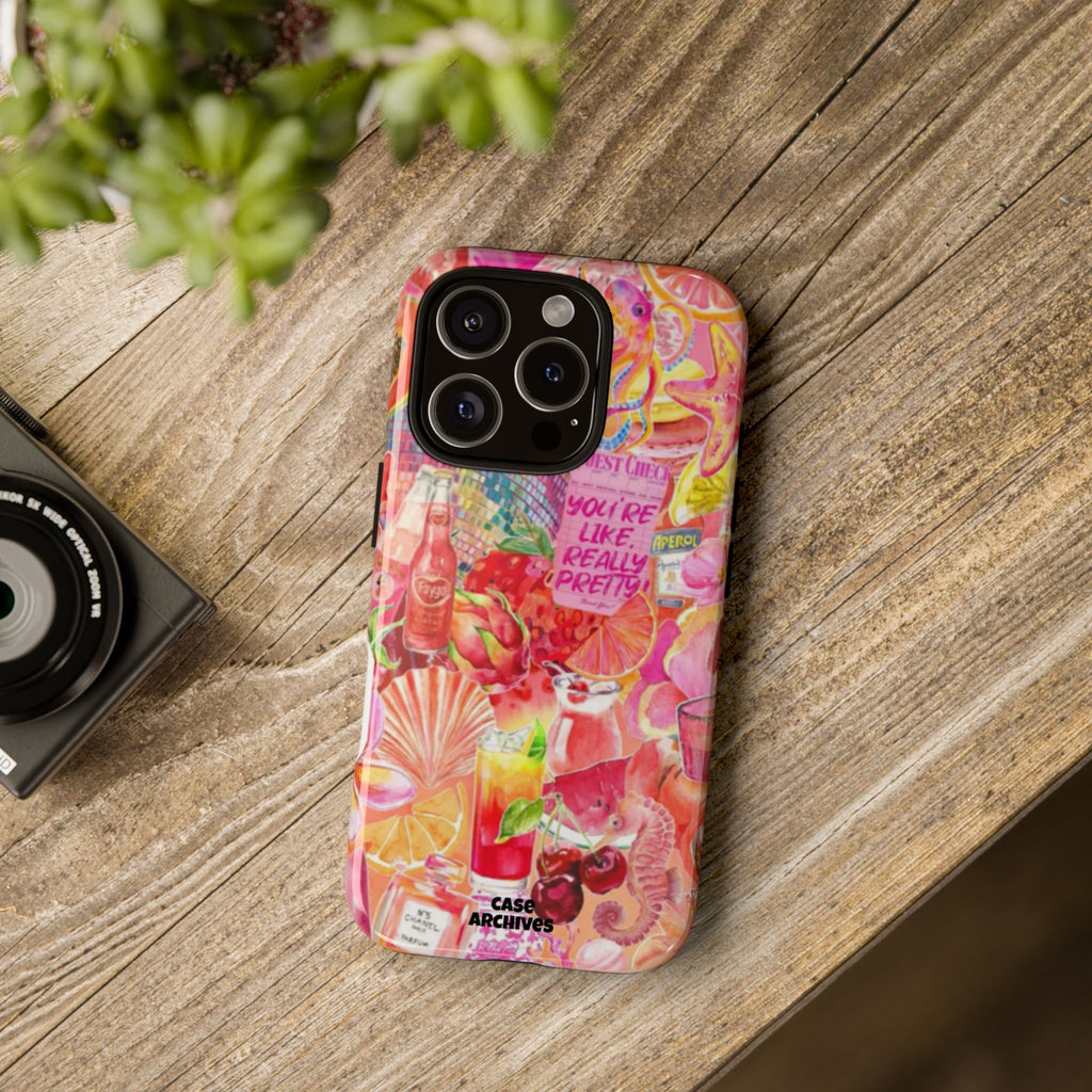 Phone Case — Pink Tropical Collage "You're Like, Really Pretty"
