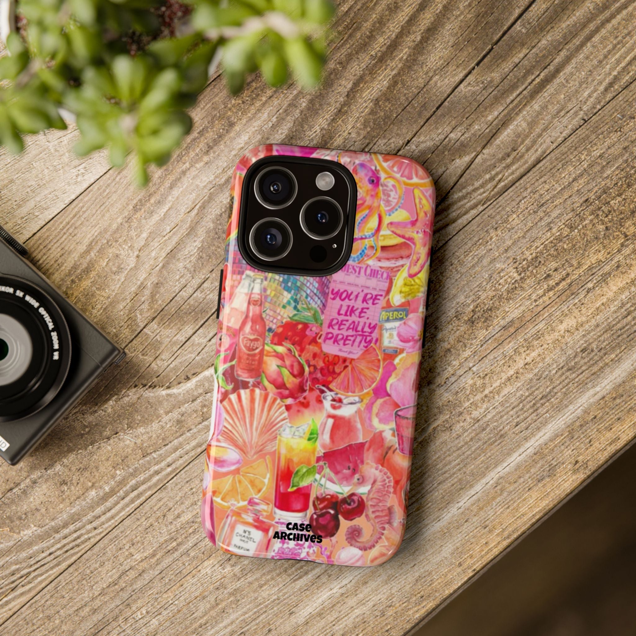 Phone Case — Pink Tropical Collage "You're Like, Really Pretty"