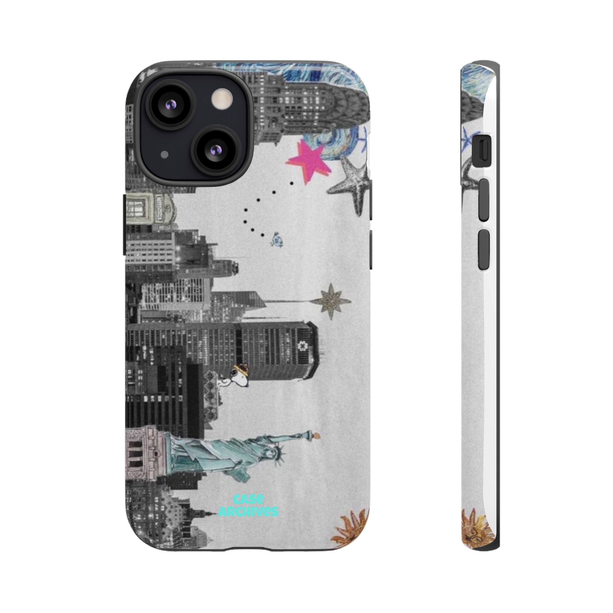 City Skyline Tough Phone Case – Statue of Liberty Urban Art Protective Cover