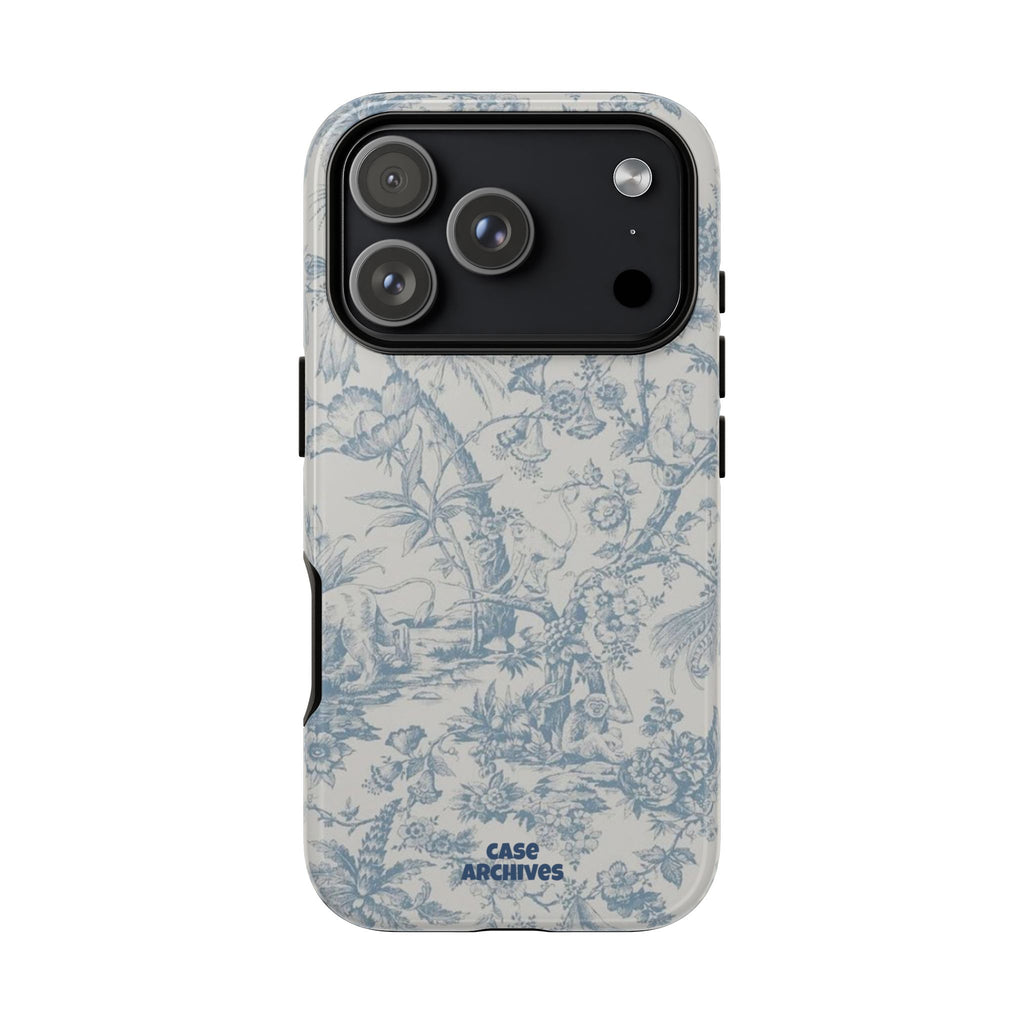 Toile Floral Tough Phone Case — Blue Vintage Botanical iPhone Protection