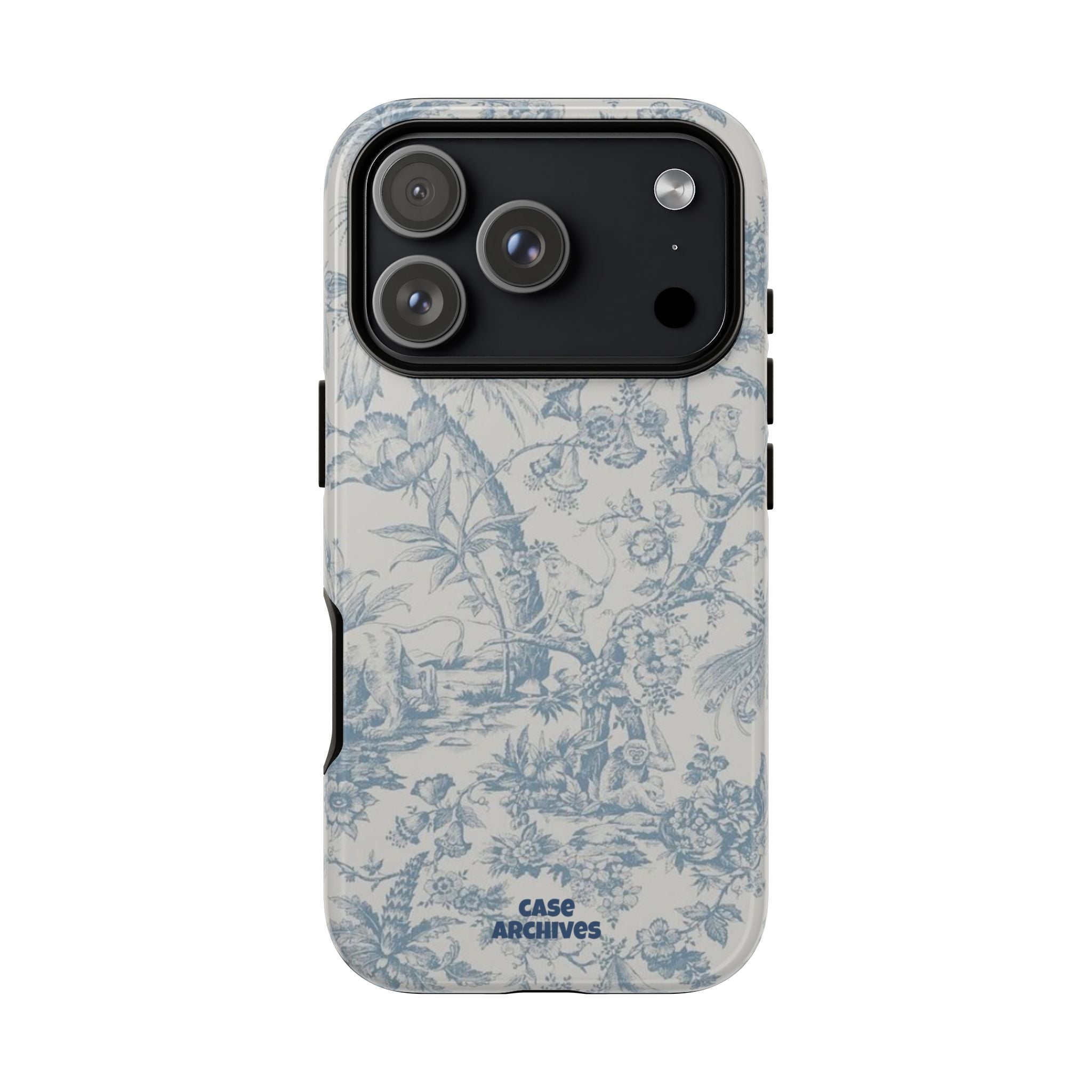 Toile Floral Tough Phone Case — Blue Vintage Botanical iPhone Protection
