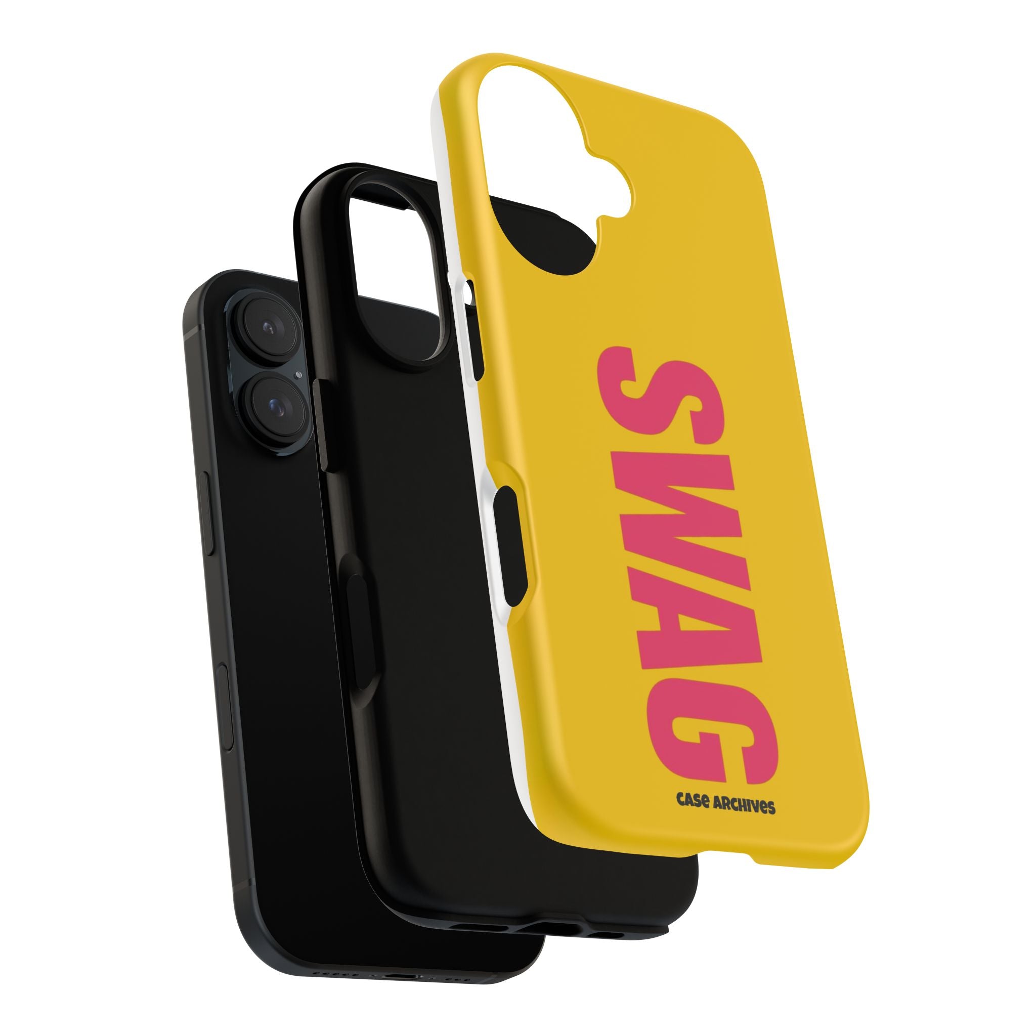 SWAG bold vertical text Phone Case | yellow pink typography