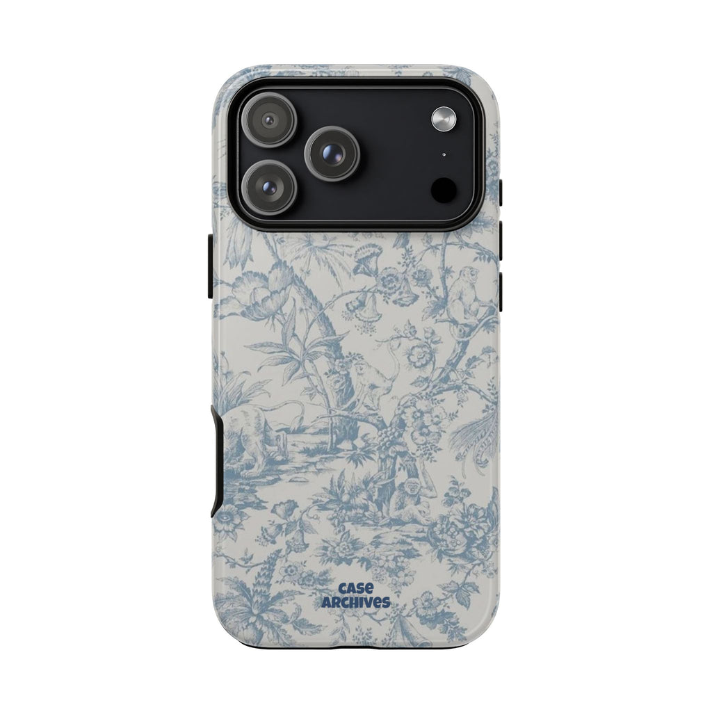 Toile Floral Tough Phone Case — Blue Vintage Botanical iPhone Protection