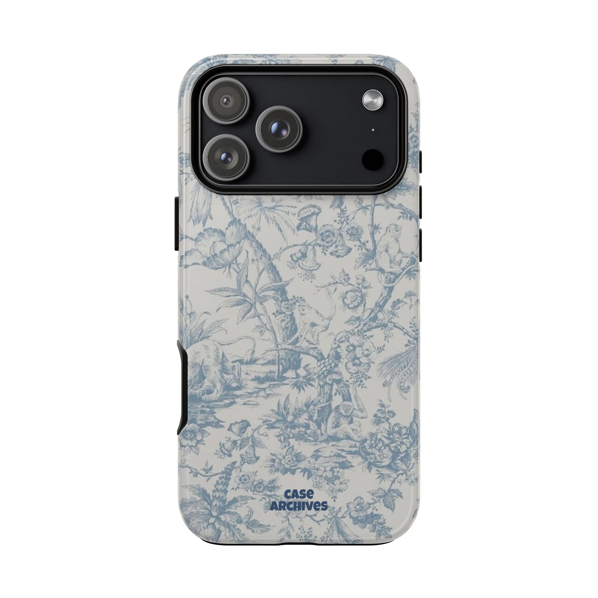 Toile Floral Tough Phone Case — Blue Vintage Botanical iPhone Protection