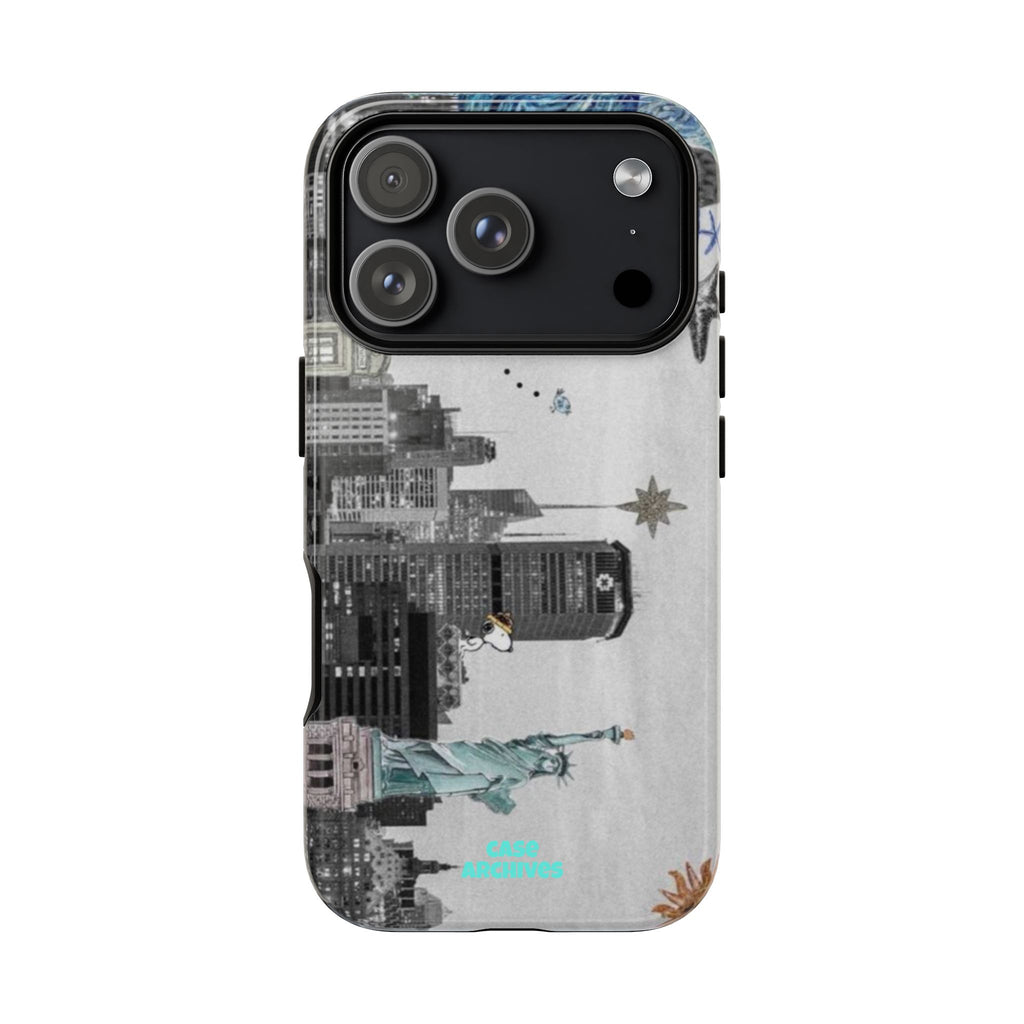 City Skyline Tough Phone Case – Statue of Liberty Urban Art Protective Cover