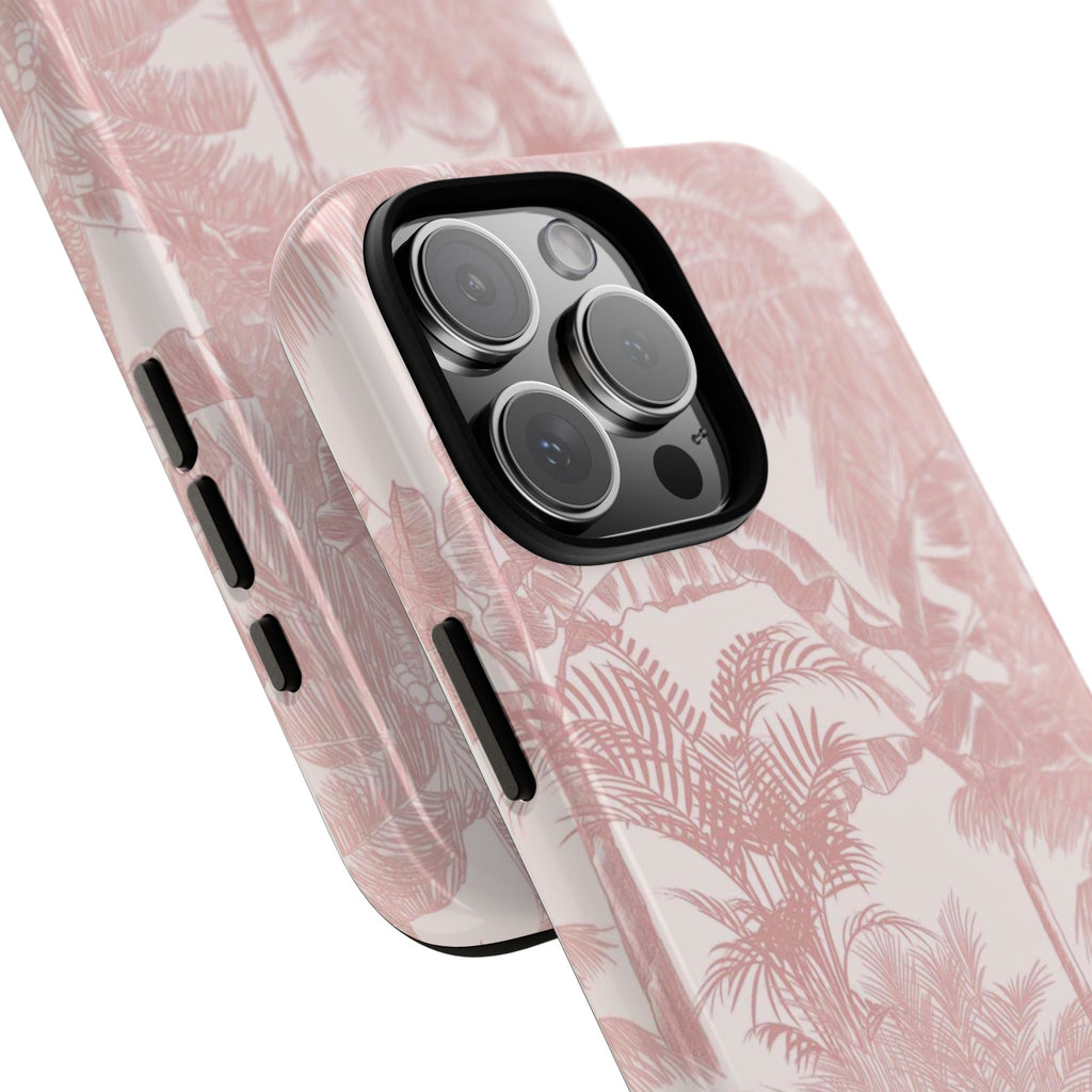 Pink Tropical Palm Tough Phone Case — Protective Floral iPhone Cover