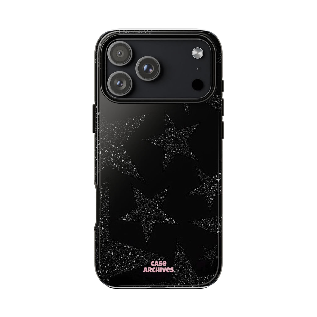 Glitter Star Tough Case — Black Sparkle Phone Protection