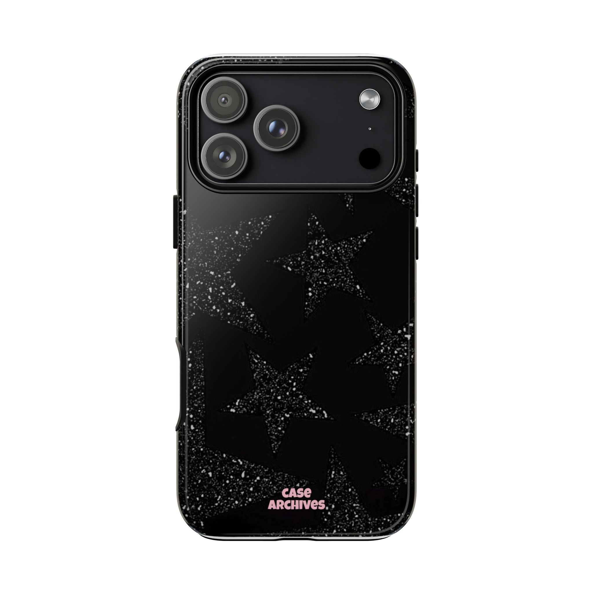 Glitter Star Tough Case — Black Sparkle Phone Protection