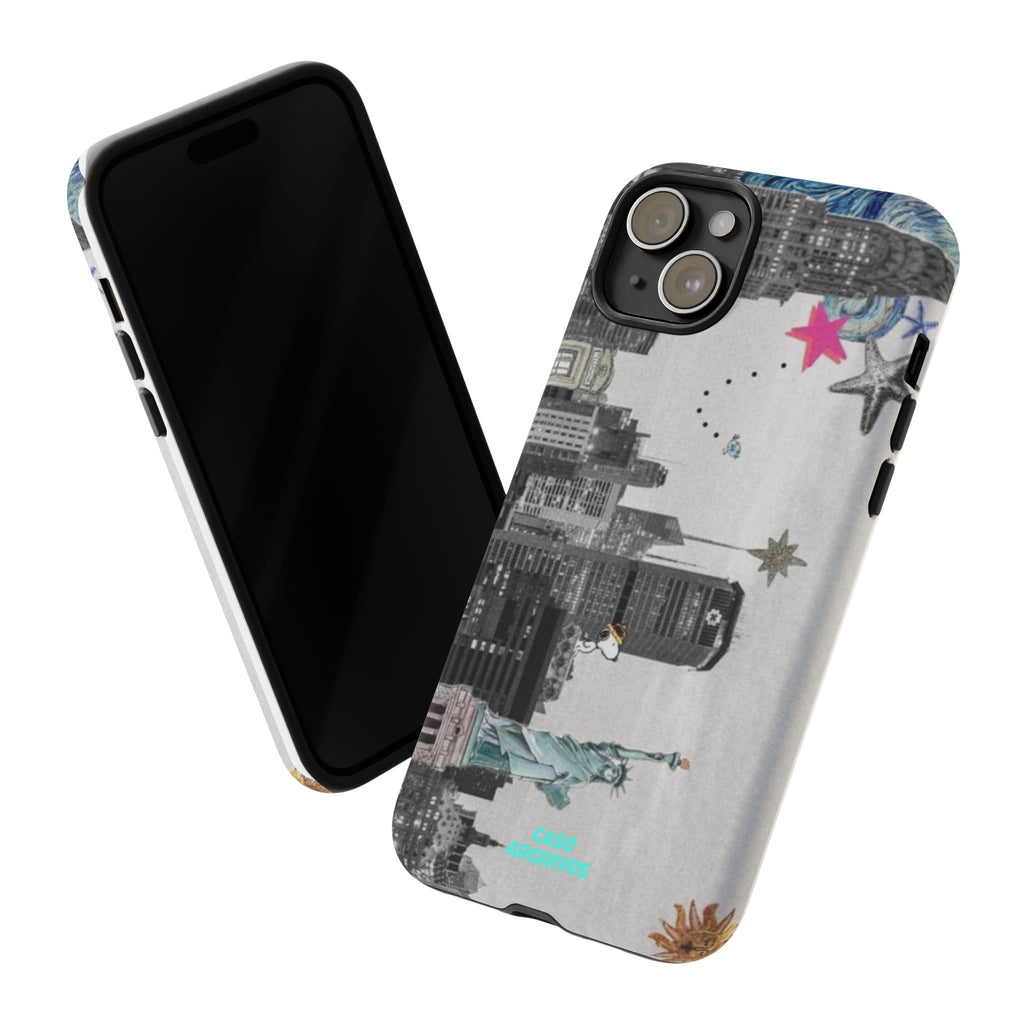City Skyline Tough Phone Case – Statue of Liberty Urban Art Protective Cover