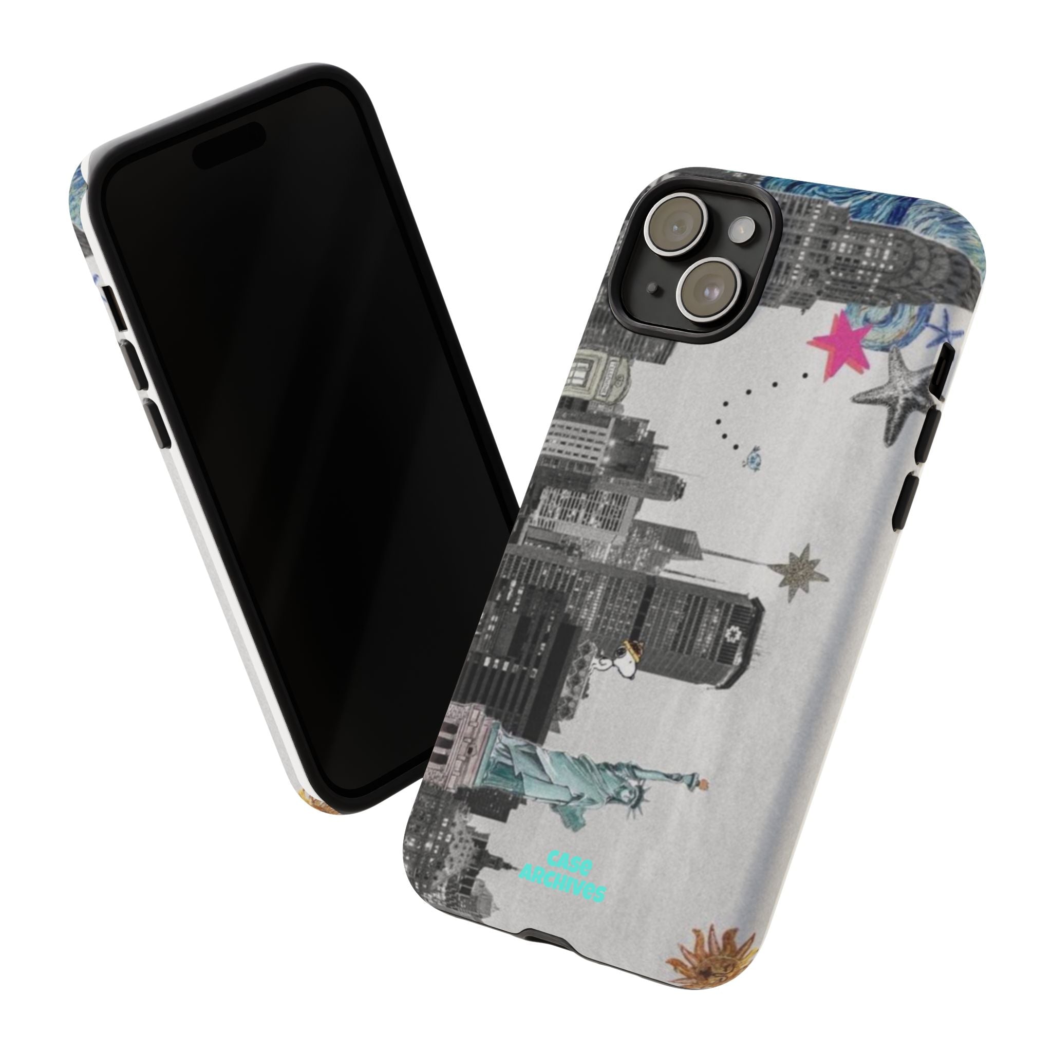 City Skyline Tough Phone Case – Statue of Liberty Urban Art Protective Cover