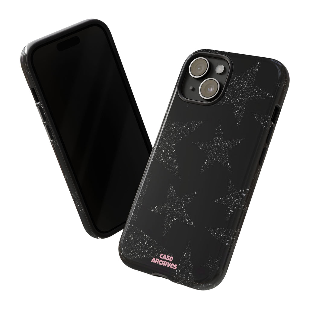 Glitter Star Tough Case — Black Sparkle Phone Protection
