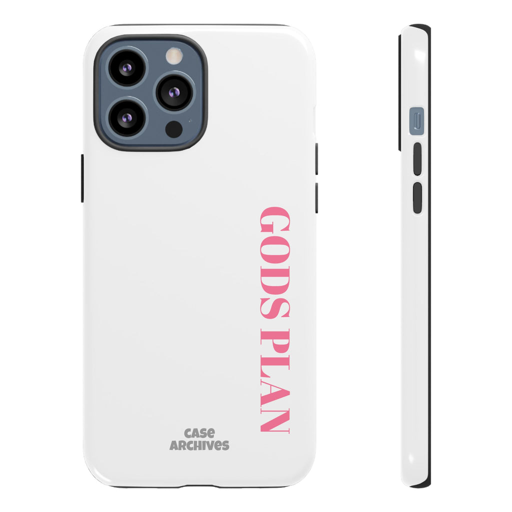 Phone Case — GODS PLAN Vertical Pink Text Religious iPhone Cover