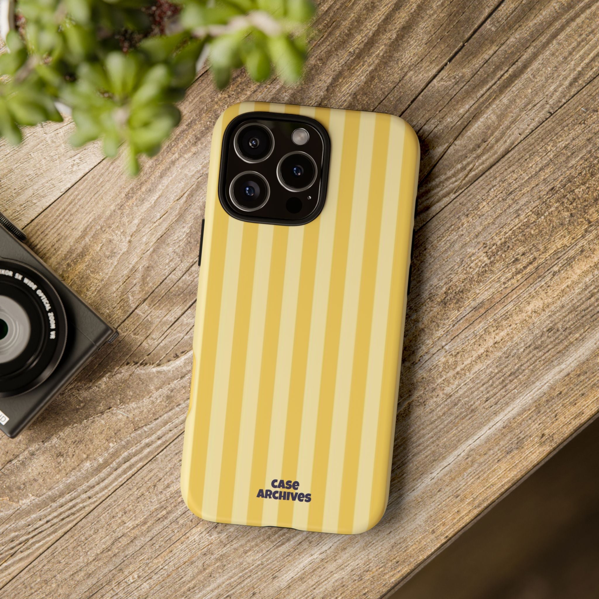 Yellow Striped Tough Phone Case – Durable Protective Cover (Case Archives)