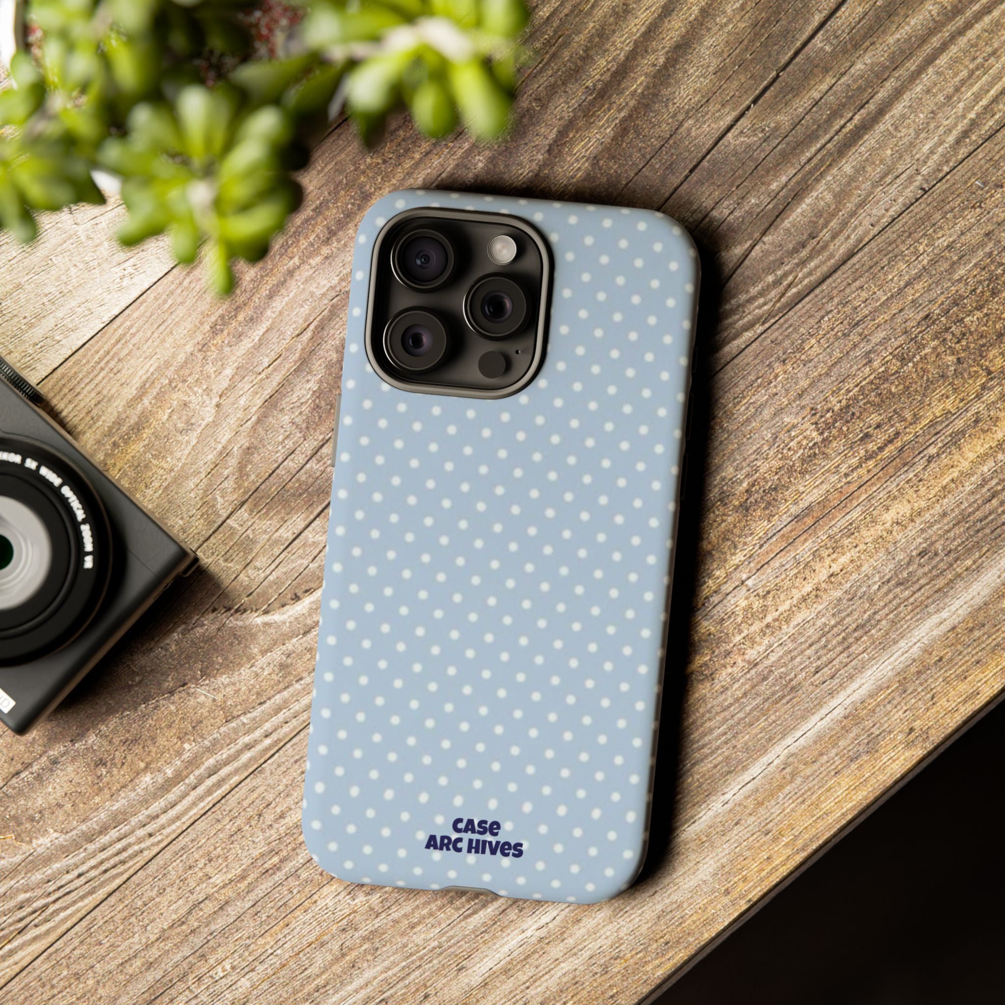 Pastel Blue Polka Dot Tough Phone Case — Protective iPhone Cover