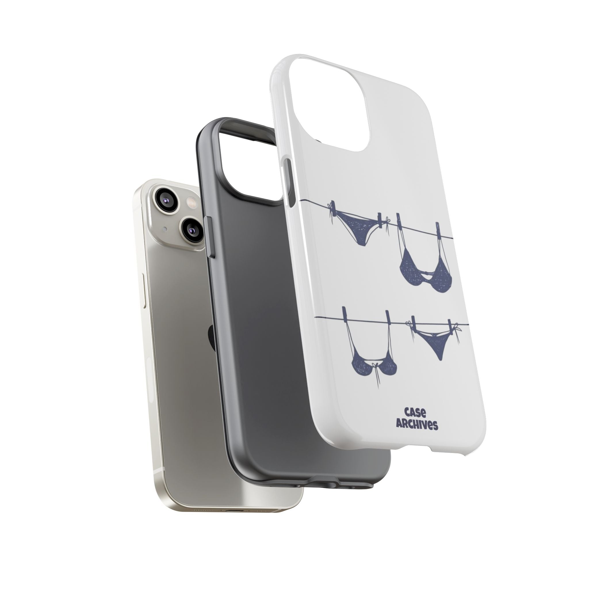 Phone Case — Blue swimsuit Clothesline Illustration Protective Cover