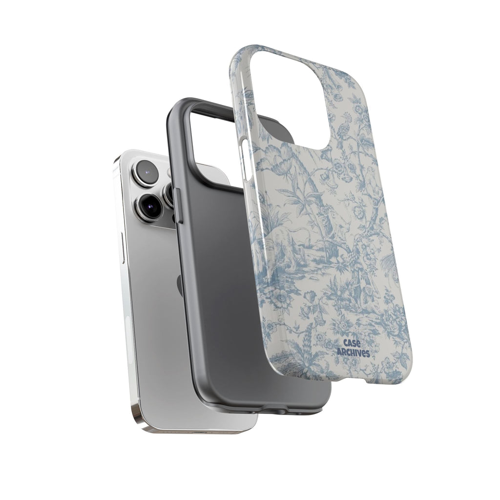 Toile Floral Tough Phone Case — Blue Vintage Botanical iPhone Protection