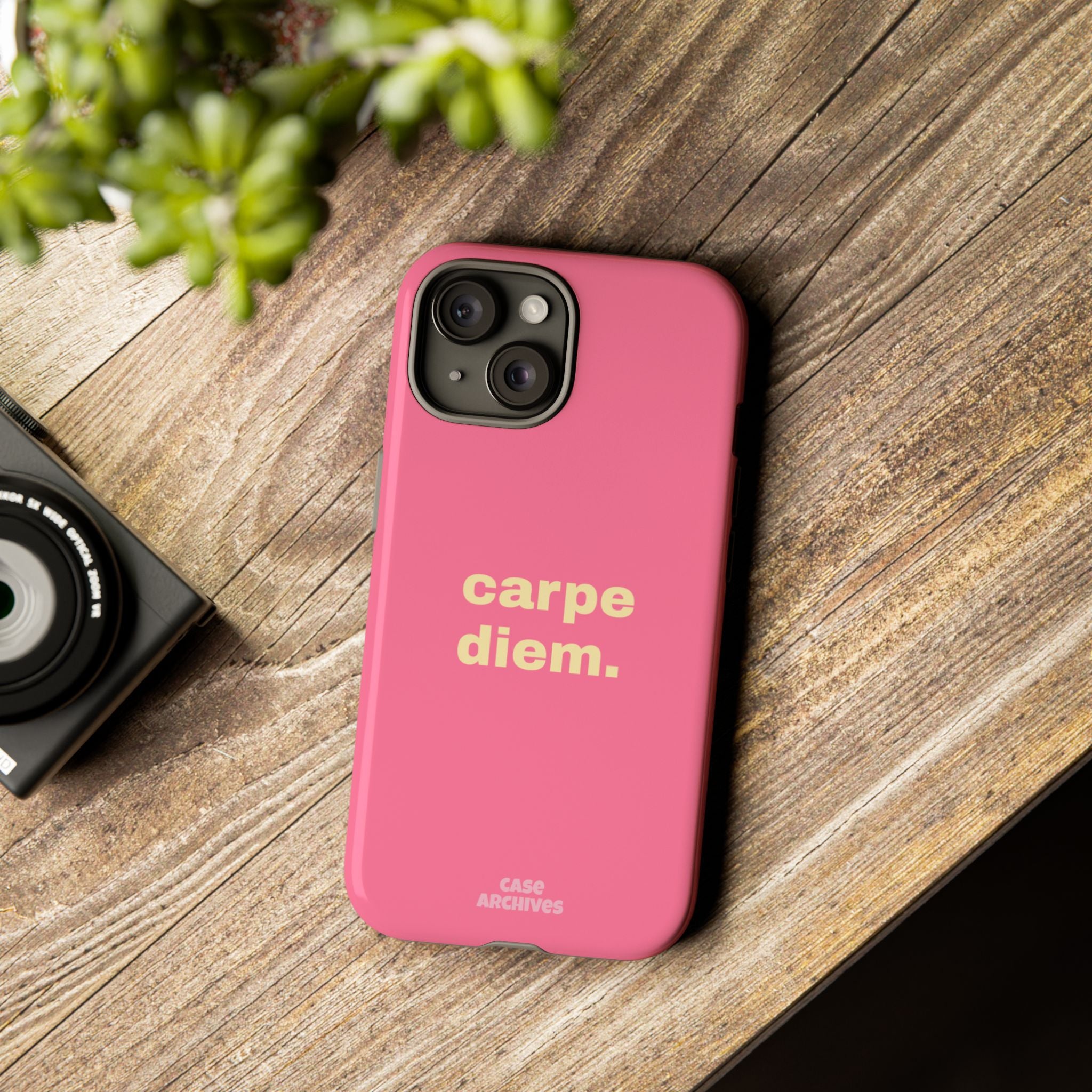 Pink "carpe diem." Tough Phone Case — Motivational Slim Protective Case