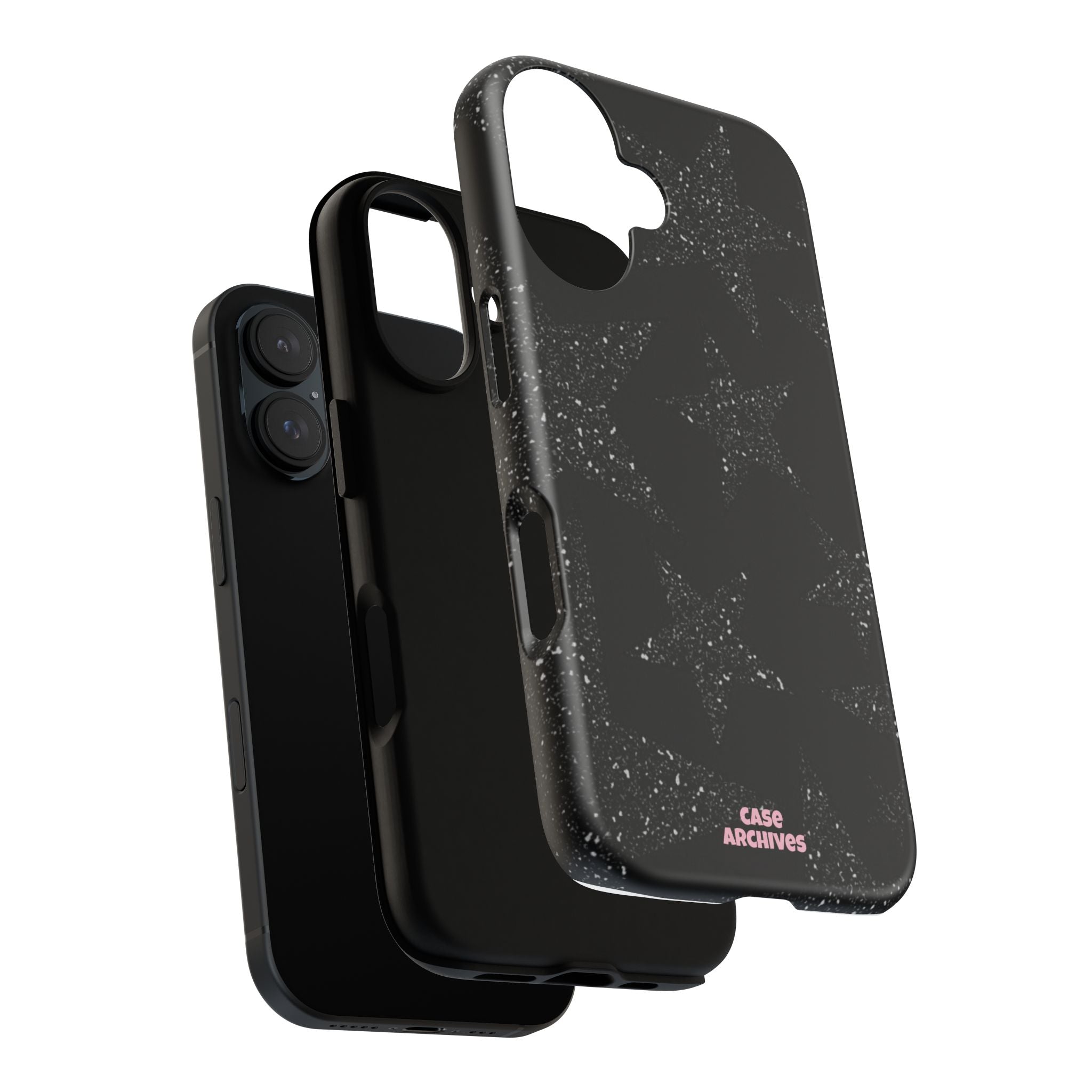 Glitter Star Tough Case — Black Sparkle Phone Protection