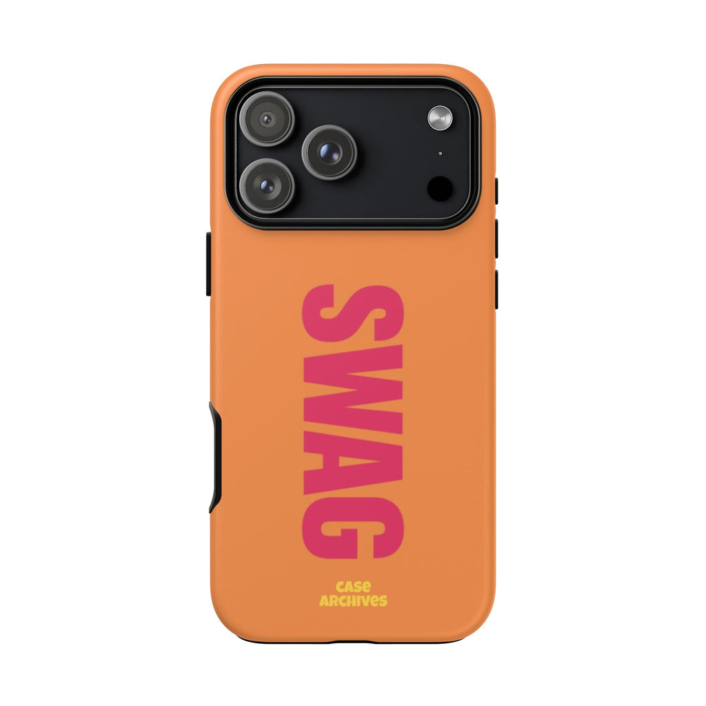SWAG vertical text Tough Case | orange phone case, bold typography