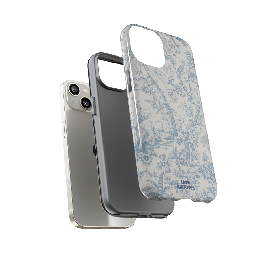 Toile Floral Tough Phone Case — Blue Vintage Botanical iPhone Protection