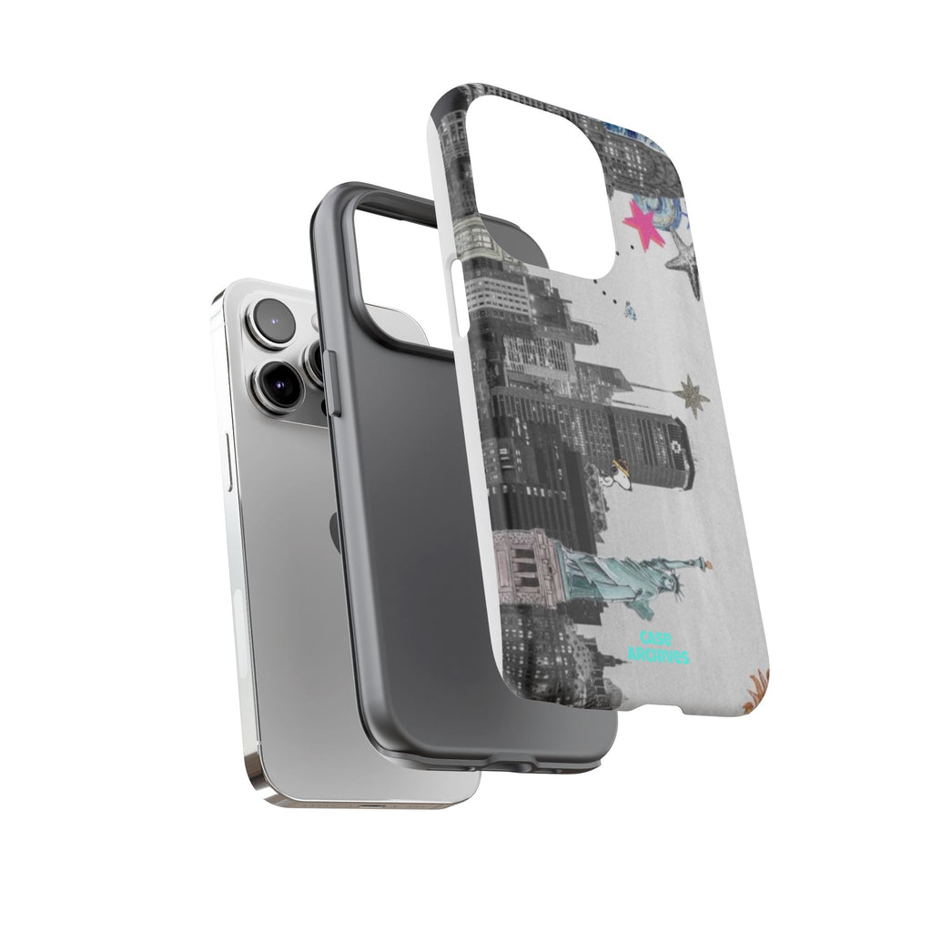 City Skyline Tough Phone Case – Statue of Liberty Urban Art Protective Cover