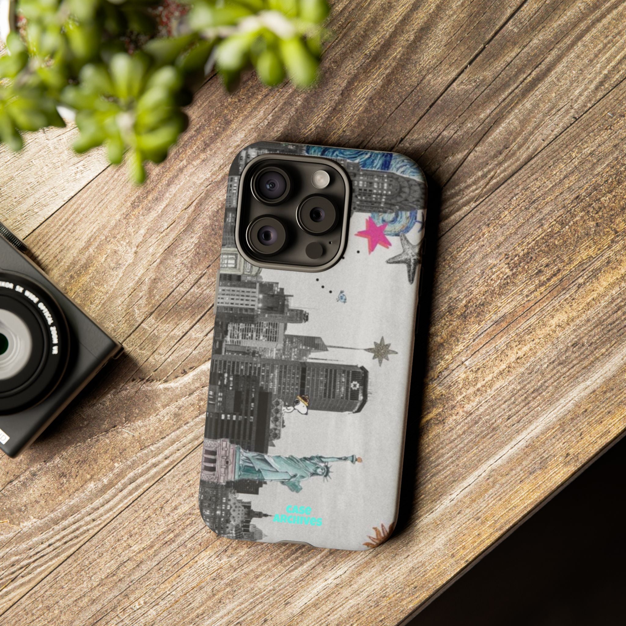 City Skyline Tough Phone Case – Statue of Liberty Urban Art Protective Cover