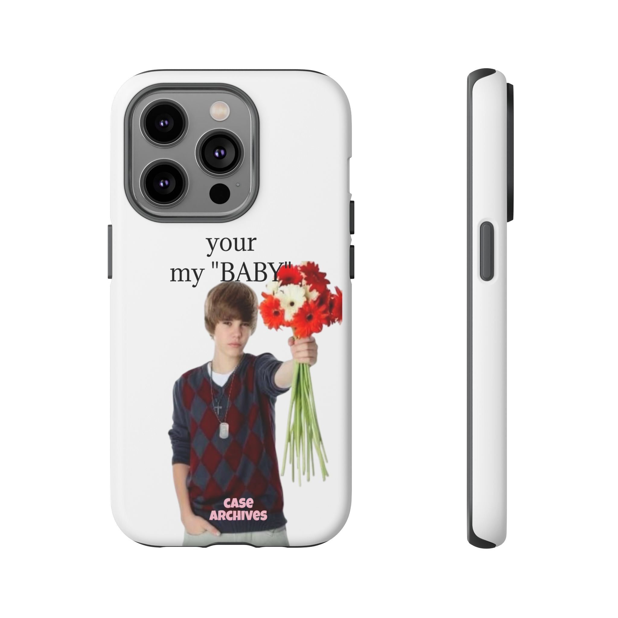 “your my 'BABY'” Justin Retro Photo Floral Design