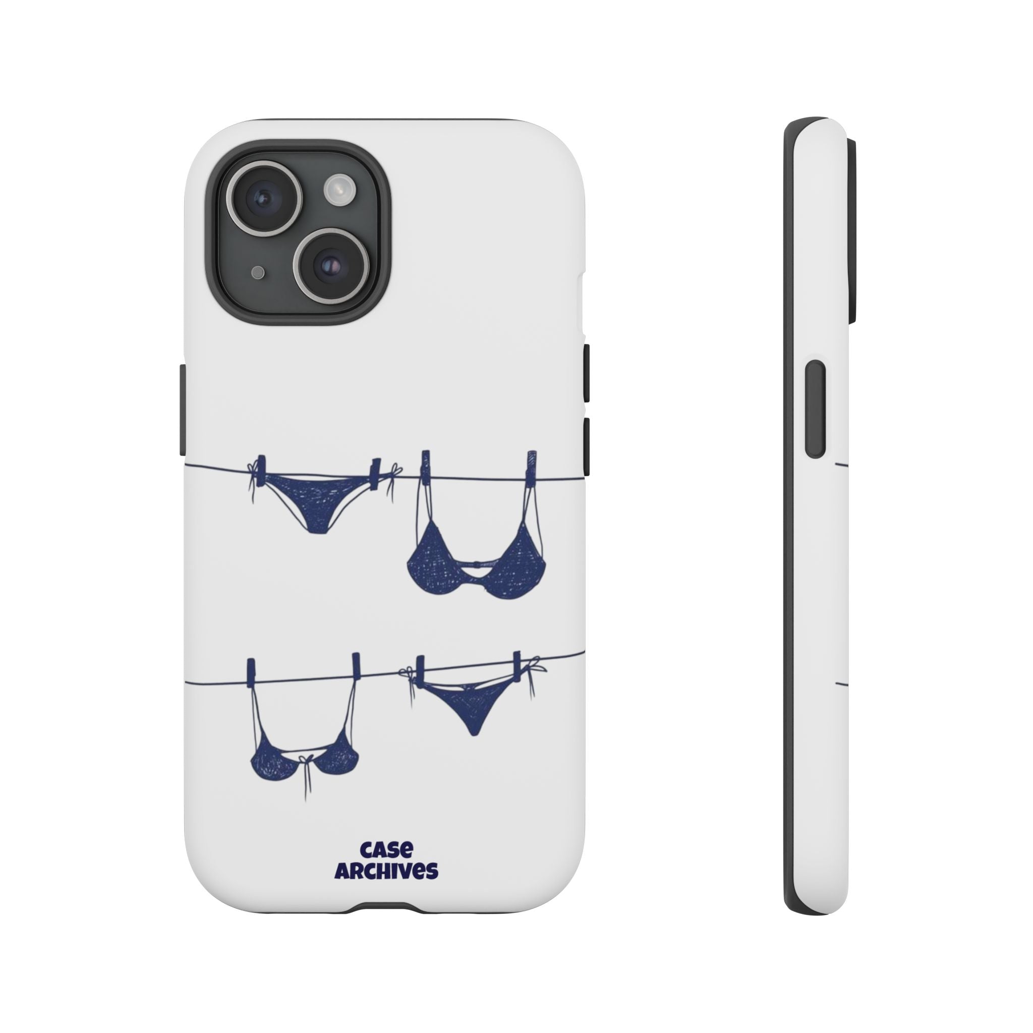Phone Case — Blue swimsuit Clothesline Illustration Protective Cover