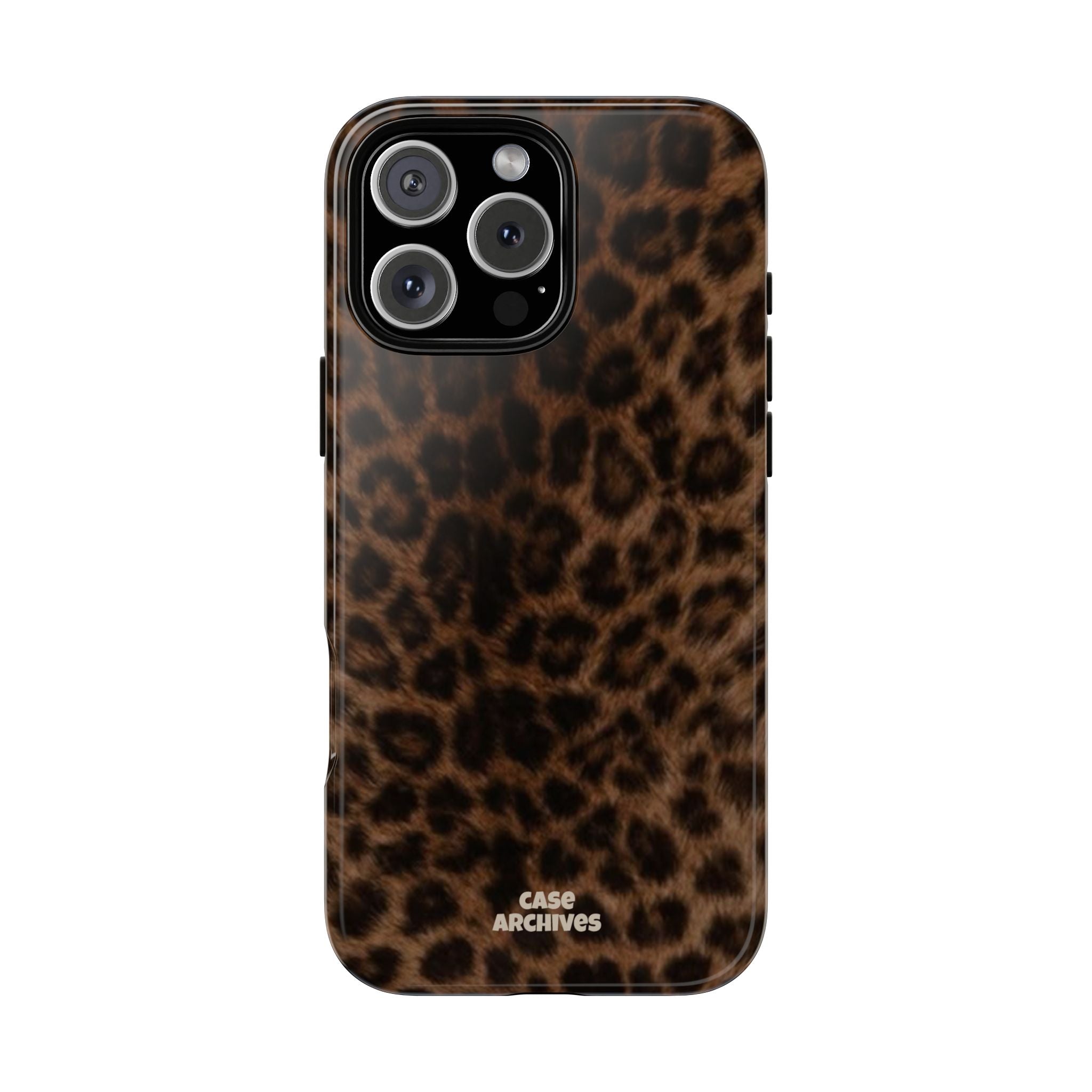 Leopard Print Phone Case — Protective Tough Case with Brown Animal Print