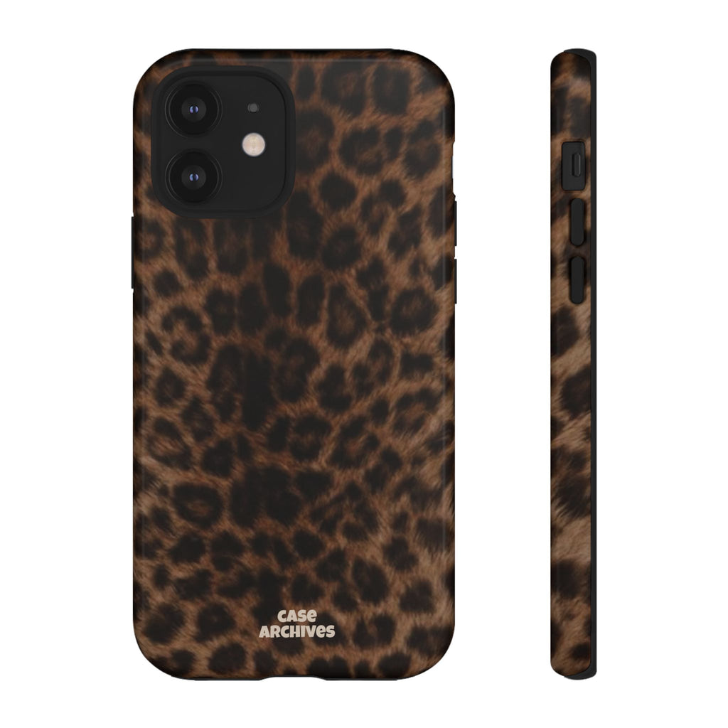 Leopard Print Phone Case — Protective Tough Case with Brown Animal Print