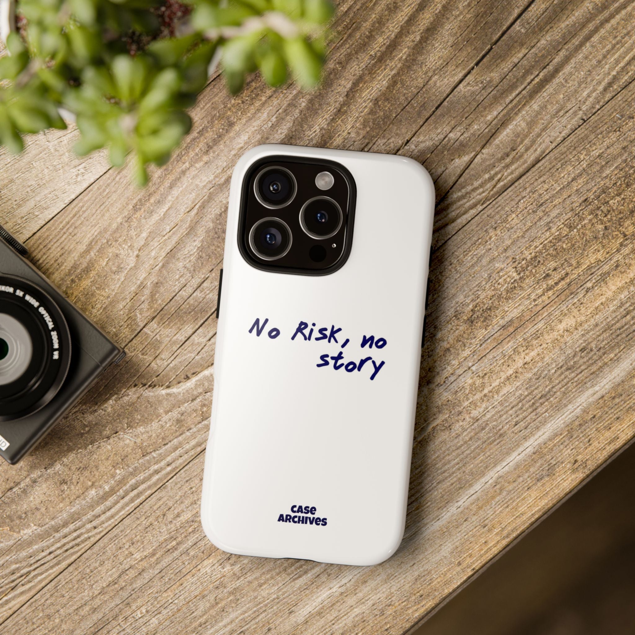 Phone Case — "No Risk, No Story" Minimal Motivational Tough Case