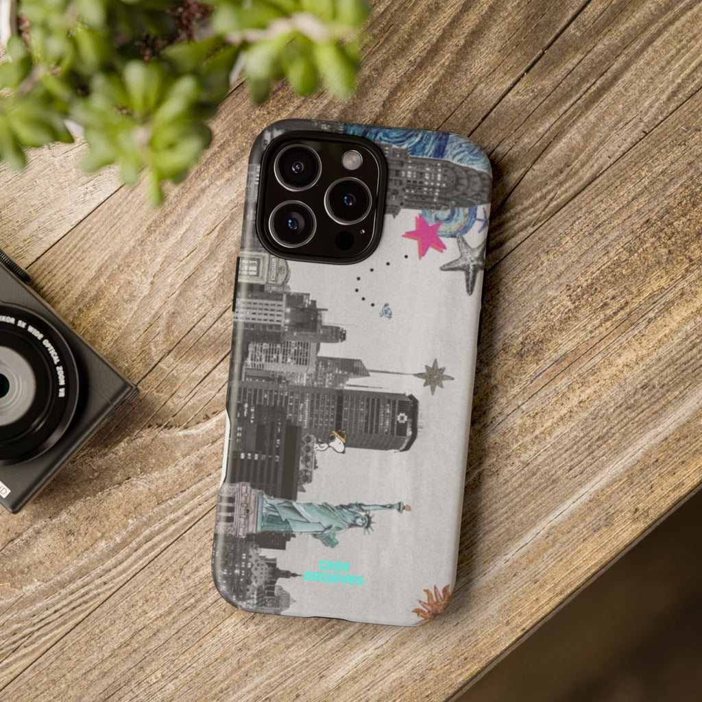 City Skyline Tough Phone Case – Statue of Liberty Urban Art Protective Cover